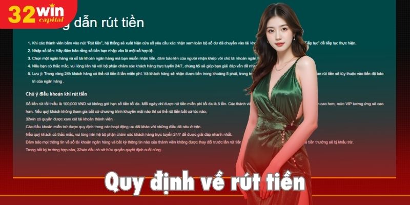 Quy định thực hiện rút tiền 32win